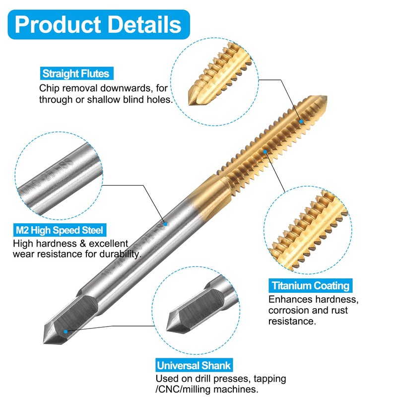 sourcing map Tap and Drill Bit Set, 1pcs 10-24 UNC