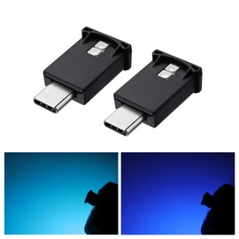 GIMUYA Type-C LED Light, USB, Car Use, 8 Colors, Memory Function, Auto Lighting, Dimming, Ambient Light, RGB, USB Powered, Illumination, Type C, Mini Light, Small, Lightweight, Car Accessories, Easy Installation, Pack of 2