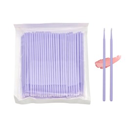 100-Pack Micro Cotton Swabs for Eyelash Extensions | 2mm Cotton Tip Applicators - Adjustable Makeup Brushes for Eyelash Glue, Cleansing & Detailing (Purple)