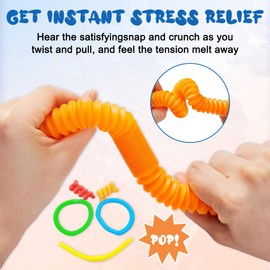 Pack of 8 Pop Tubes Newest Multicoloured Stretch Tube Mini Pop Tubes Sensory Toy Fidget Toys Sensory Stretch Tubes Colourful for Adults Children Stress and Anxiety Relief Sensory Toy