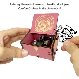 Youtang Coraline Music Box Engraved Wooden Gifts Mini Musical Box Play Can Can - Orpheus in The Underworld for Birthday/Anniversary/Valentine's Day/Christmas (Pink)