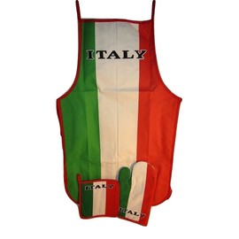 Country of Italy Italian Green White Red BBQ Barbeque Apron Cook Set