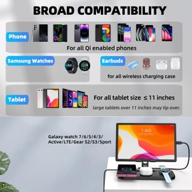 Ladestation für kabelgebundenes Ladegerät für Tablet, Wireless Charger für Galaxy S24 Ultra/S23, Ladegerät für Galaxy Watch 6/5 Pro, Induktive Ladestation für Galaxy Buds 2 Pro