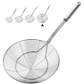 YFWOOD 7.9 Inch Spider Strainer Skimmer, Reinforced Double Coil Wire Skimmer with Large Handle Solid Stainless Steel Strainer Ladle for Cooking and Frying (1 - Piece)