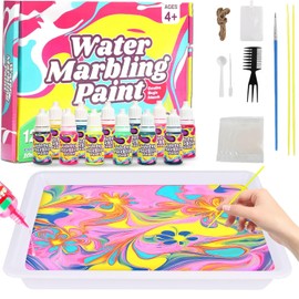 Kit de Pintura Marmolada Al Agua para Niños, BLYPHOO Juego de Arte de Pintura de Mármol de Agua - Juego de 8 Colores Vibrantes, Arte de Manualidades Creativas, Regalo Ideal para Niños de 3 a 12 Años​