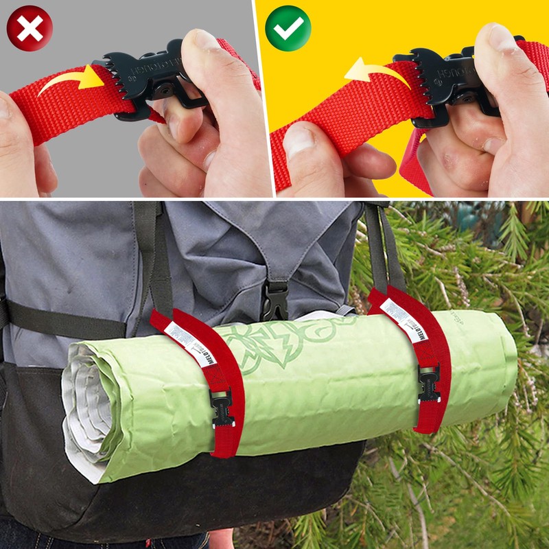 MELOTOUGH 4Pk 1" x 2ft Lashing Strap with Alligator Thumb