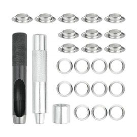Pack of 100 Grommet Eyelets, Grommet Tool Kit, Grommet Adjustment Tool, with Storage Box, Apply to Leather Fabric Tarpaulins, Paper Curtain, Pool Cover (Silver)