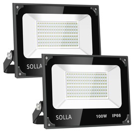 SOLLA 2 Pack 100W Led Flood Light, 8000lm 6000K Daylight White Exterior Flood Lighting, Outdoor Indoor Flood Light Fixture Landscape Security Floodlight Spotlight for Yard, Garden, Garage, Rooftop