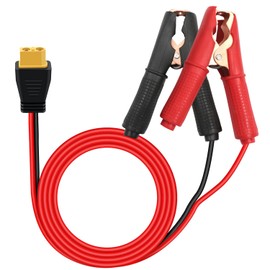 HuaLiSiJi XT60 to Alligator Clips Cable 12V 24V 20A 14AWG XT60 Female to Crocodile Clips for Cars Motorcycles (1m)