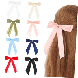 PACKOVE 8 Pcs Bow Hair Clips for Women and Polyester Hair Barrettes in Multiple Colors Including White Navy Blue Red and Green Stylish Bow Accessories and Everyday Wear