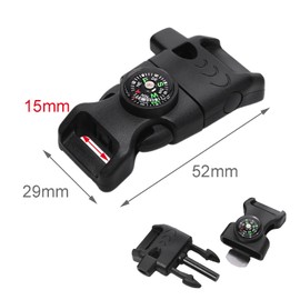 5pcs Pack Black 5/8" Compass Flint Scraper Fire Starter Whistle Buckle Plastic Paracord Bracelet Outdoor Camping Emergency Survival Travel Kits #FLC158-FWC(Black)