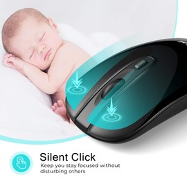 LeadsaiL Wireless Computer Mouse, 2.4G Portable Slim USB Mouse, Silent Click Cordless Mouse 3 Adjustable Levels, 4 Buttons Laptop Mouse for Windows Mac PC Notebook