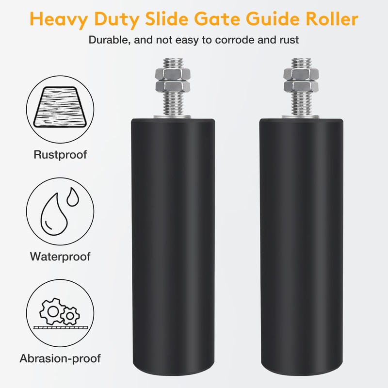 6" Gate Roller Guide with L-Bracket, Universal Adjustable Heavy Duty