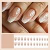 RUOKEXIN Coffin Press on Nails Medium Fake Nails White Ombre
