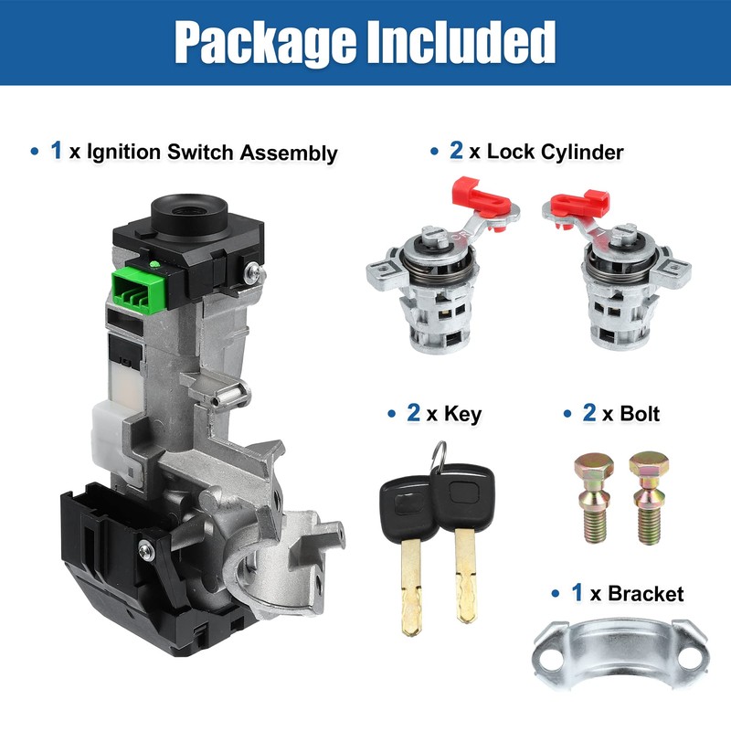X AUTOHAUX 35100-SDA-A71 Ignition Switch Lock Cylinder Assembly with 2