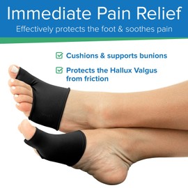 VIVEsole Gel Bunion Corrector Sleeve for Women & Men - Big Toe Separator Cushion - Fix Bunions No Surgery, All Day Relief In Shoes - Injured Foot Correction Orthopedic Protector Pad (Black, Small)