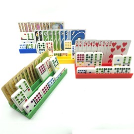 Set 4 Soportes para Cartas y Dominó Cubano Ergonómicos Premium Organizador 2 en 1 Juegos de Mesa Poker Continental
