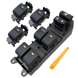 BELGEMAY Window Switch Assembly with 3 Single Switches & LED Backlight, Compatible with Toyota Tundra/Sequoia 2007-2021 Models (Driver Side + Passenger/Rear Doors) (Four-Door Window Switch, Ice Blue)