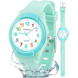 GUUMUXIN Children's Watch Boys Girls Watch Boys Analogue Watch Children Analogue Quartz Watch with Wrist Watch Rubber Waterproof Outdoor Sports Watches, light green