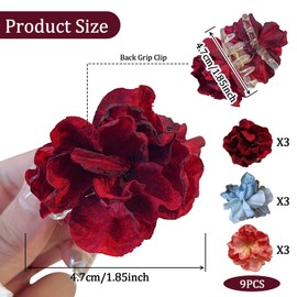 BSITSSS 9 PCS Flower Claw Clips, Roses Flower Hair Clips, 3 Color Small Flowers Hair Accessories for Women Girls Summer Hawaiian Bridal Shower Wedding Hairs Accessories