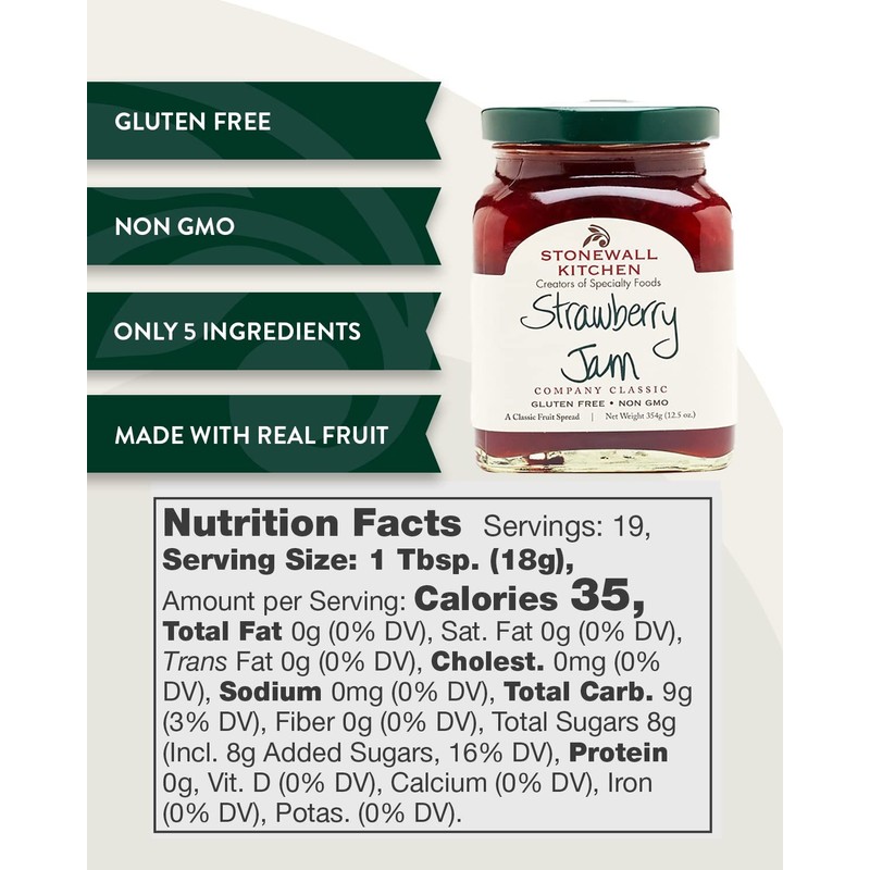 Stonewall Kitchen Strawberry Jam 12.5 Ounce Pack of 2 Gourmet