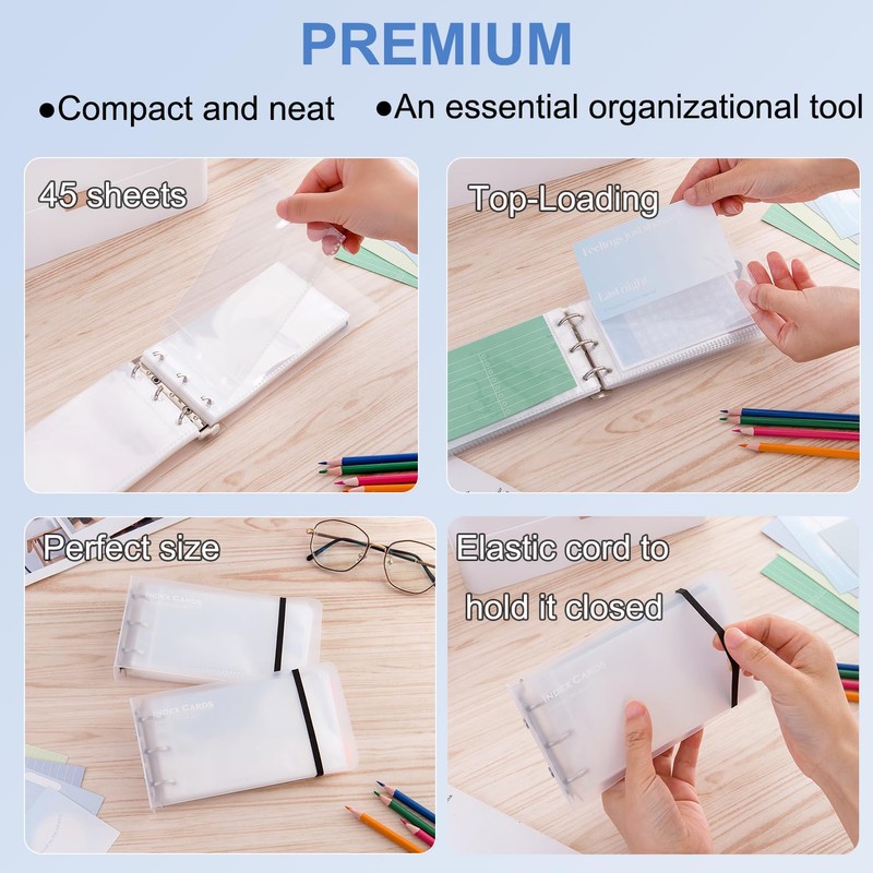 3×5” index card Binder organizer with Plastic pocket Sleeves, small