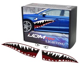 iJDMTOY Complete Set 60-Inch Full Size Shark Mouth w/Eye Die-Cut Vinyl Decals Compatible With Car Truck SUV (Left & Right)