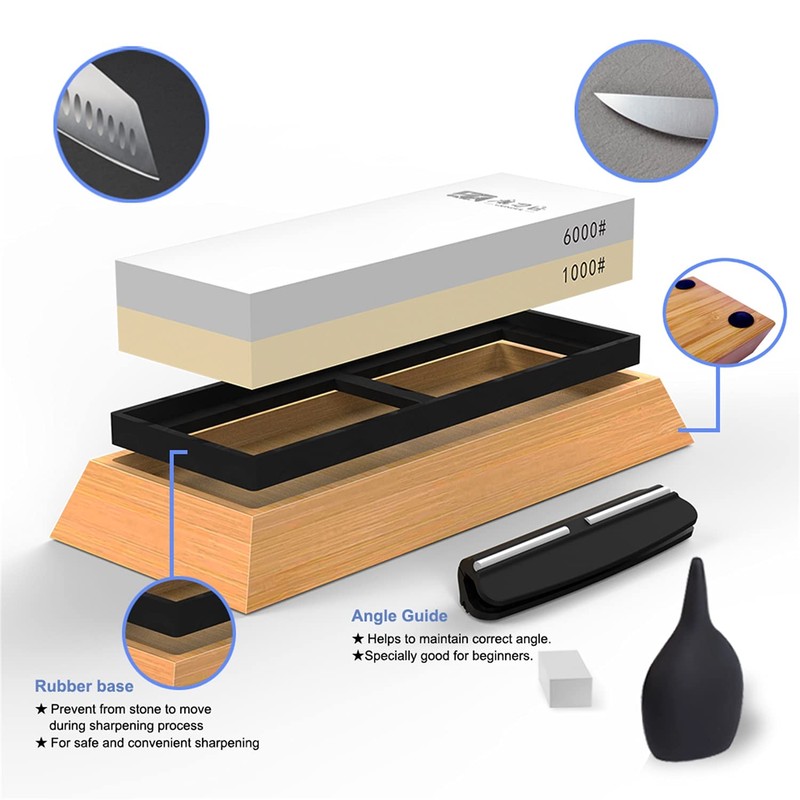 Knife Sharpening Stone 1000/6000 Grit 2 Side Combination Sharp Pebble