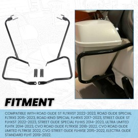 ECOTRIC Saddlebag Bracket Guard Bars Compatible with 2014-2023 Harley Davidson Touring Street Road Glide FLH Saddle Bags Guard Mount Black
