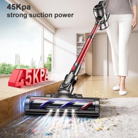 Cordless Vacuum Cleaner, 45Kpa 450W Powerful Stick Vacuum with 50Mins Runtime, Smart Display Vacuum with 1.5L Dust Cup,Vacuum Cleaners for Home with Brushless Motor for Hardwood Floor Carpet, Pet Hair