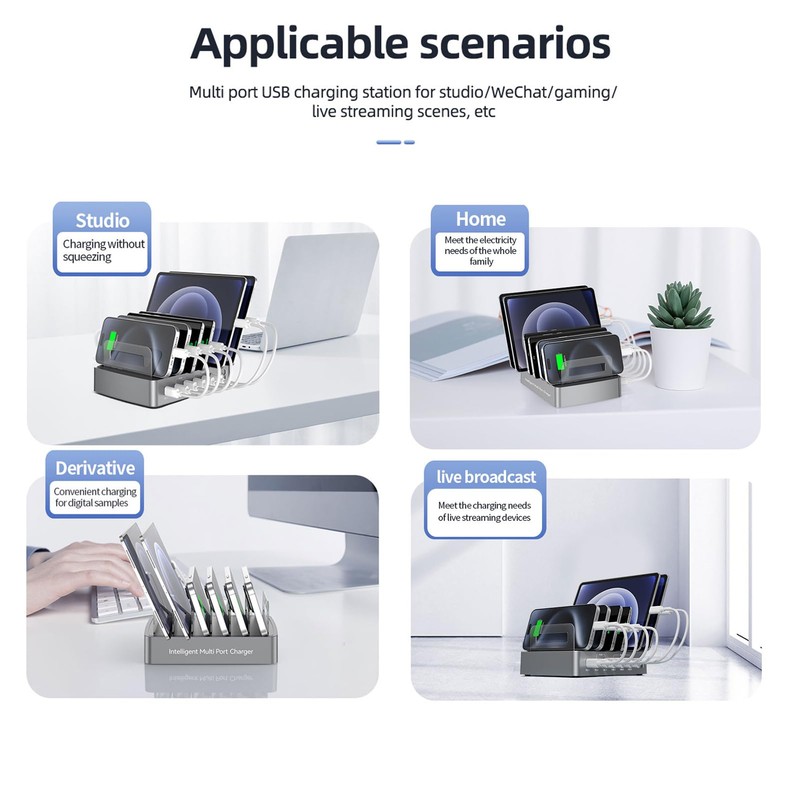 Docooler 72W Intelligent Charging Station with 6 Ports USB Charging
