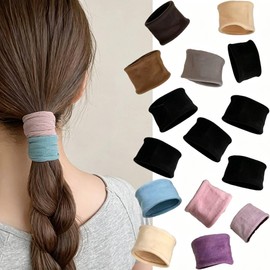 BetterJonny 15-Piece Set, Thick, Korean Style, Stylish, Non-Marking Hair Elastic, Stylish, Non-Cut Rubber, Ponytail Ring, Stretchable Rubber, Simple, Thick, High Elasticity, Bun, Fashion, Plain
