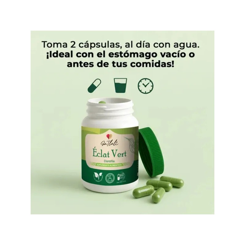 Clorofila clat Vert Ga Tlali 60 Cpsulas Detox Natural, Apoyo