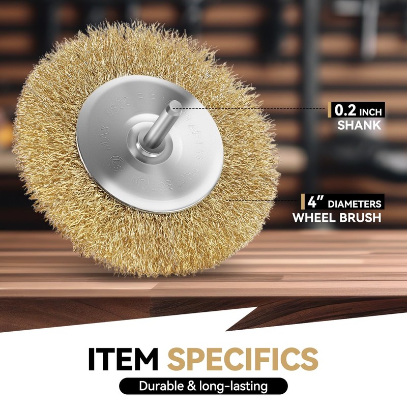 Auto Dynasty 4" Brass Coated Wire Wheel Brush with 0.2"