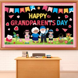 party greeting Happy Grandparents Day Bulletin Board Set Grandma and Grandpa Party Classroom Decoration Family Paper Cutouts Bulletin Board Border for Retirement Party Chalkboard Wall Decor Supplies