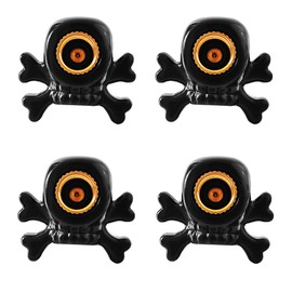 OnlyYou.X Cars Tire Valve Stem Caps Skull Head Style Tire Valve Caps Fits for Most of Cars 4 Pieces Black