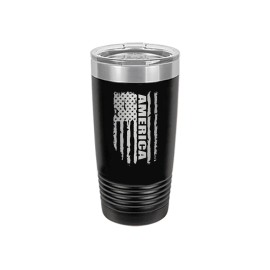 Rogue River Tactical USA Flag America 20 Oz. Travel Tumbler Mug Cup w/Lid Vac...