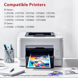 TISVEX 502 T502 Ink Refill Bottles Compatible for ET-2700 ET-2750 ET-2760 ET-2850 ET-3700 ET-3710 ET-3750 ET-3760 ET-3830 ET-3850 ET-4750 ET-4760 ET-4850 ET-15000 ST-2000 ST-3000 ST-4000(BK CMY)