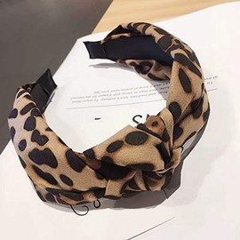 ShiQiao Spl Leopard Print Headband for Women Girls, Wide Knotted Bow Headbands Leopard Print Headband Cheetah Hairband Hair Accessories Head Band Wrap