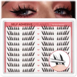 Leurforu Fox Eye Lash Clusters Manga Lash Clusters Cat Eye Cluster Eyelash Extensions No Glue Needed Eyelash Clusters Self Adhesive Eyelashes Pre Glued Individual Lashes DIY False Eyelashes