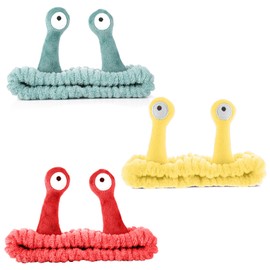 KFHENSOMR Face Wash Headband 3Pcs Snail Spa Hair Bands Cute Makeup Headbands Coral Fleece Women Elastic Cartoon Creative Hair Accessories Fun Gifts for Washing Face Shower Beauty Skincare