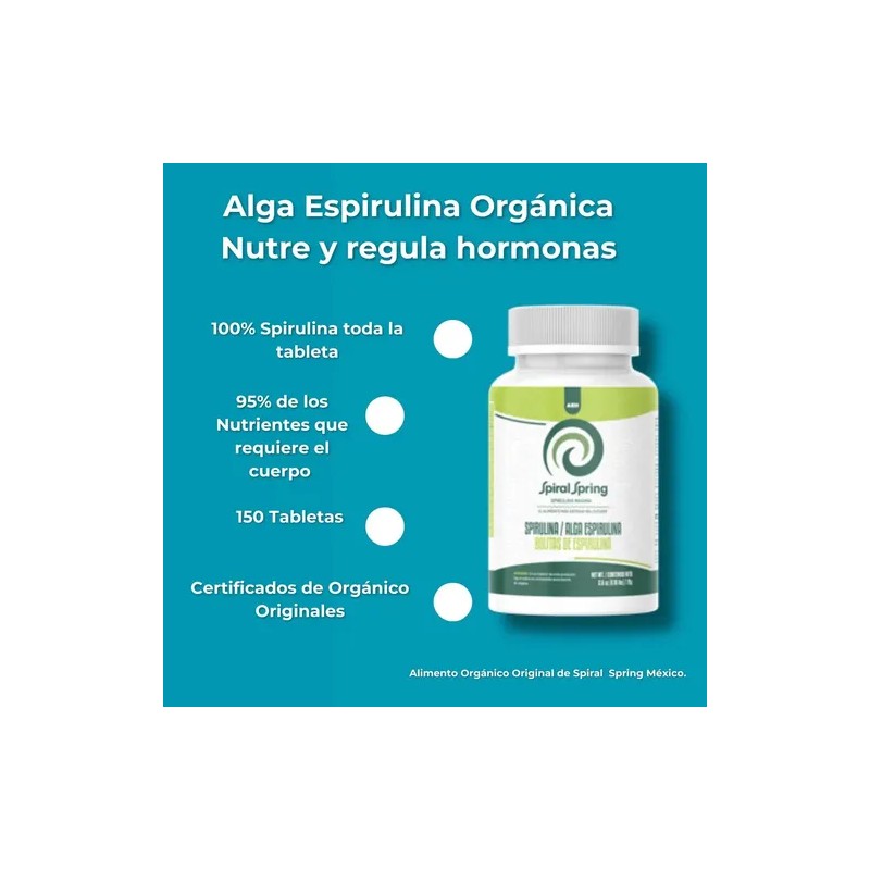Spirulina Máxima 1bote Spiral Spring 150tab 500mg Organica