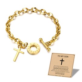 JSJOY Cross Bracelet for BYs Son Gifts for Mom Bible Verse Bracelets Christian Gift for Son Daily Bible Verse Bracelets Baptism Gifts