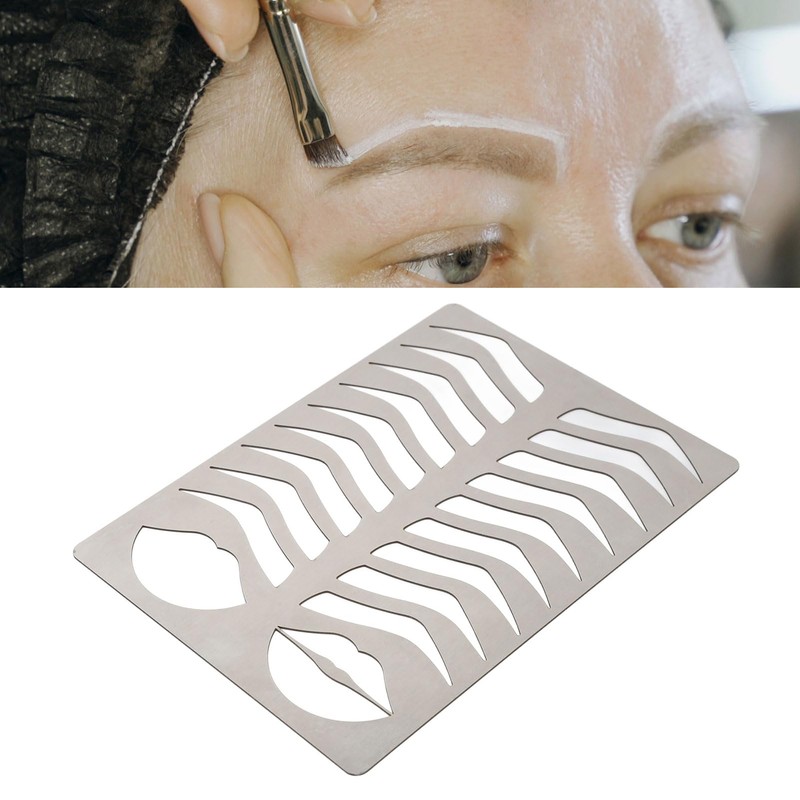 Sonew Eyebrow Lip Stencil, Brushed Silver, Thickened, Stainless Steel, Reusable