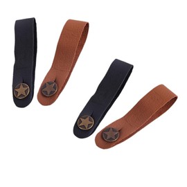 Shengsenfu Guitar Neck Strap Link Set 4 Pieces PU Leather Button Headstock Tie Strap Lock String for Electric Acoustic and Bass Guitars Black & Brown Guitar Strap Accessories Guitar Strap Lock String
