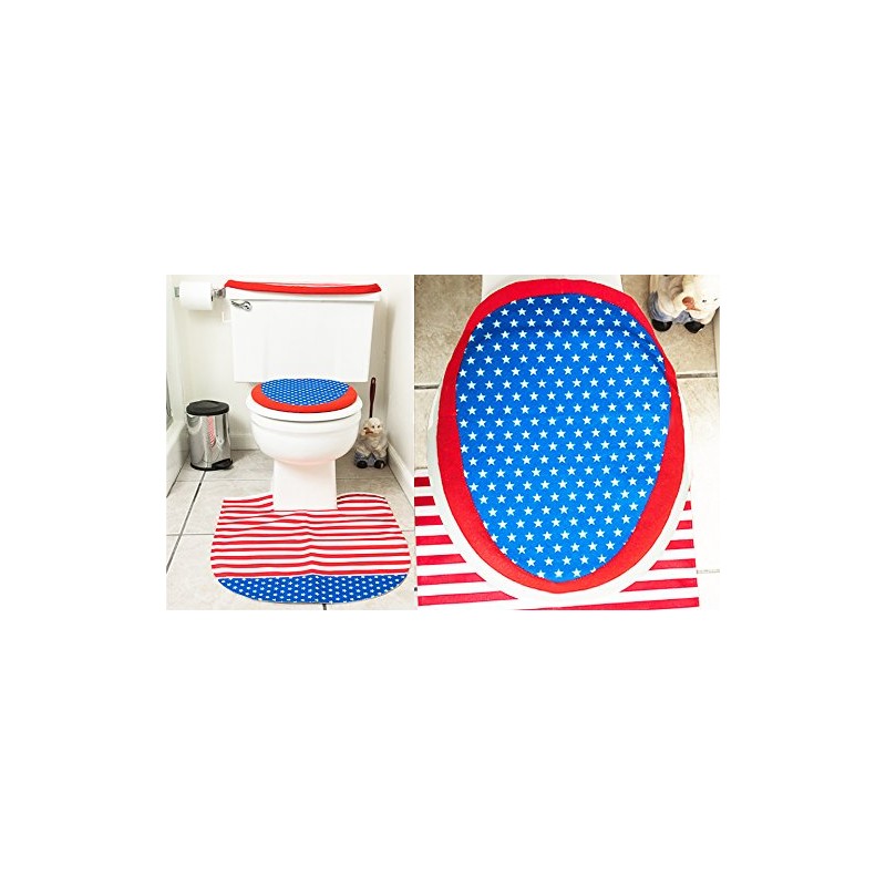Lexi Home Patriotic Toilet Seat Cover & Rug Bathroom Accessory