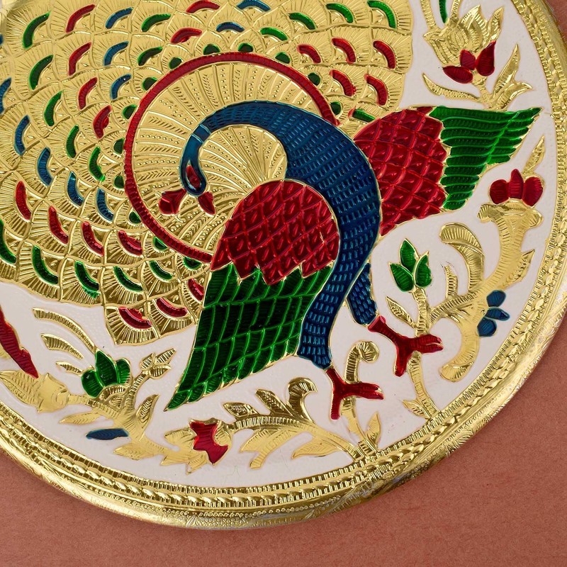 Karwa Chauth/Karva Chauth Special Decorative Puja/Pooja Thali/Platter with Beautiful Peacock