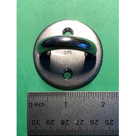 US Stainless 4 Pieces Stainless Steel 316 Round Pad Eye 5/16" 8mm (2" 50mm Diameter) Marine Grade
