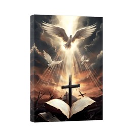 DOARTDO Christian Canvas Wall Art Living Room Wall Decor Canvas Prints Pictures of Crosses Bible Dove Religious Paintings (12.00" x 18.00", Christ - 3)