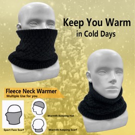 ehsbuy Winter Neck Warmer Thermal Snoods for Men Gift Women Windproof Fleece Knit Neck Gaiter Scarf Thick Neck Tube for Skiing Cycling Motocycle